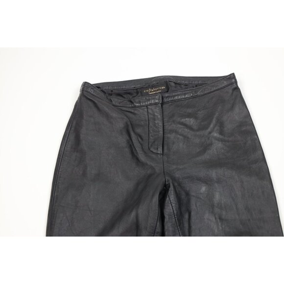 Vintage 90s Streetwear Womens 4 Distressed Soft Lambskin Leather Pants Black - Picture 2 of 15